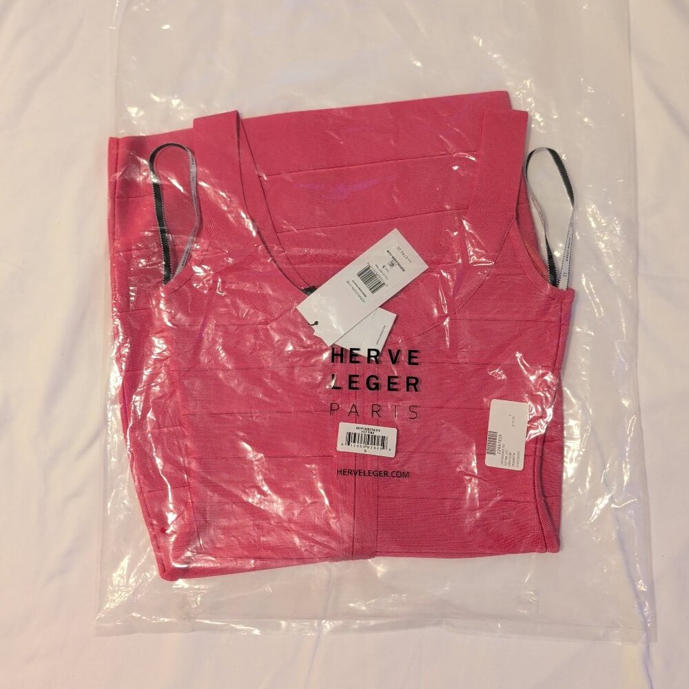 Herve Leger Hot Pink U-Neck Mini Bandage Dress - Picture 9 of 11